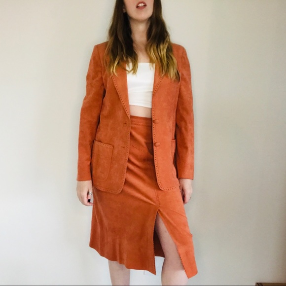 Vintage Above the Crowd Suede Skirt Suit - Picture 1 of 5